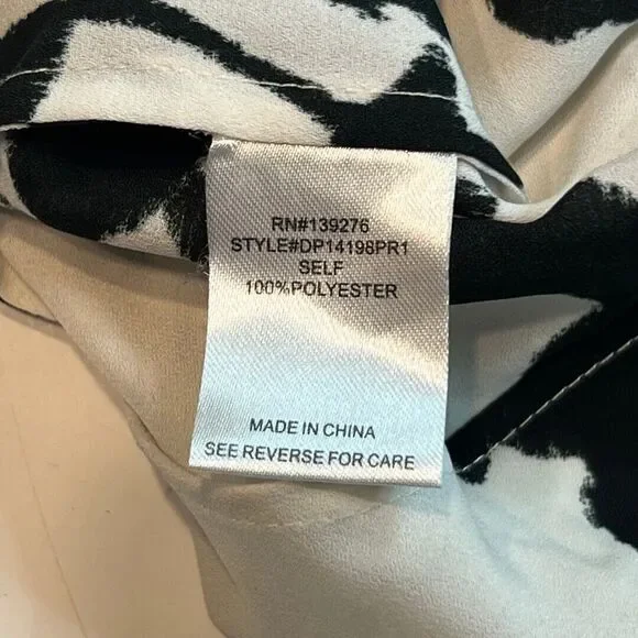 Daniel Rainn Blouse Women Petite Medium White Black Floral High Low Sheer Tunic - Picture 8 of 9